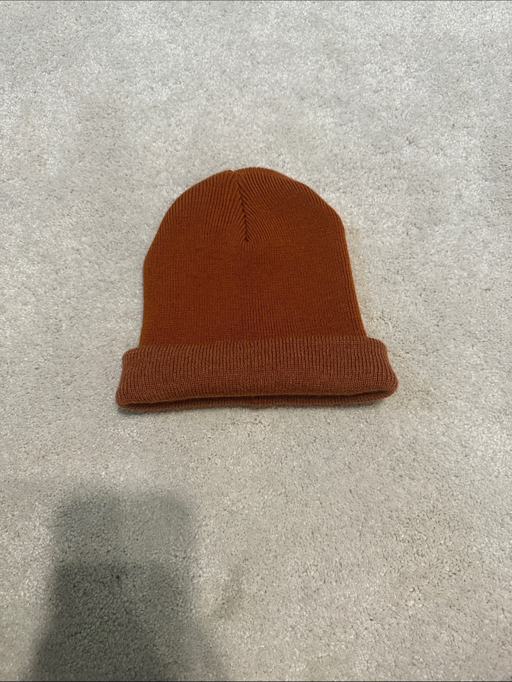 Rust Orange Knit Cuffed Beanie